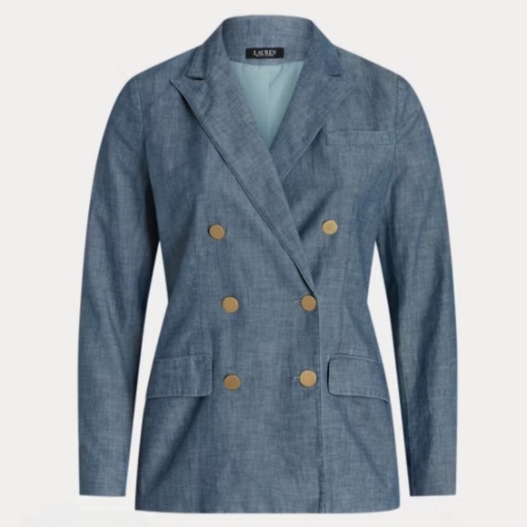 LAUREN RALPH LAUREN Women's Double-Breasted Chambray Blazer - Picture 5 of 12